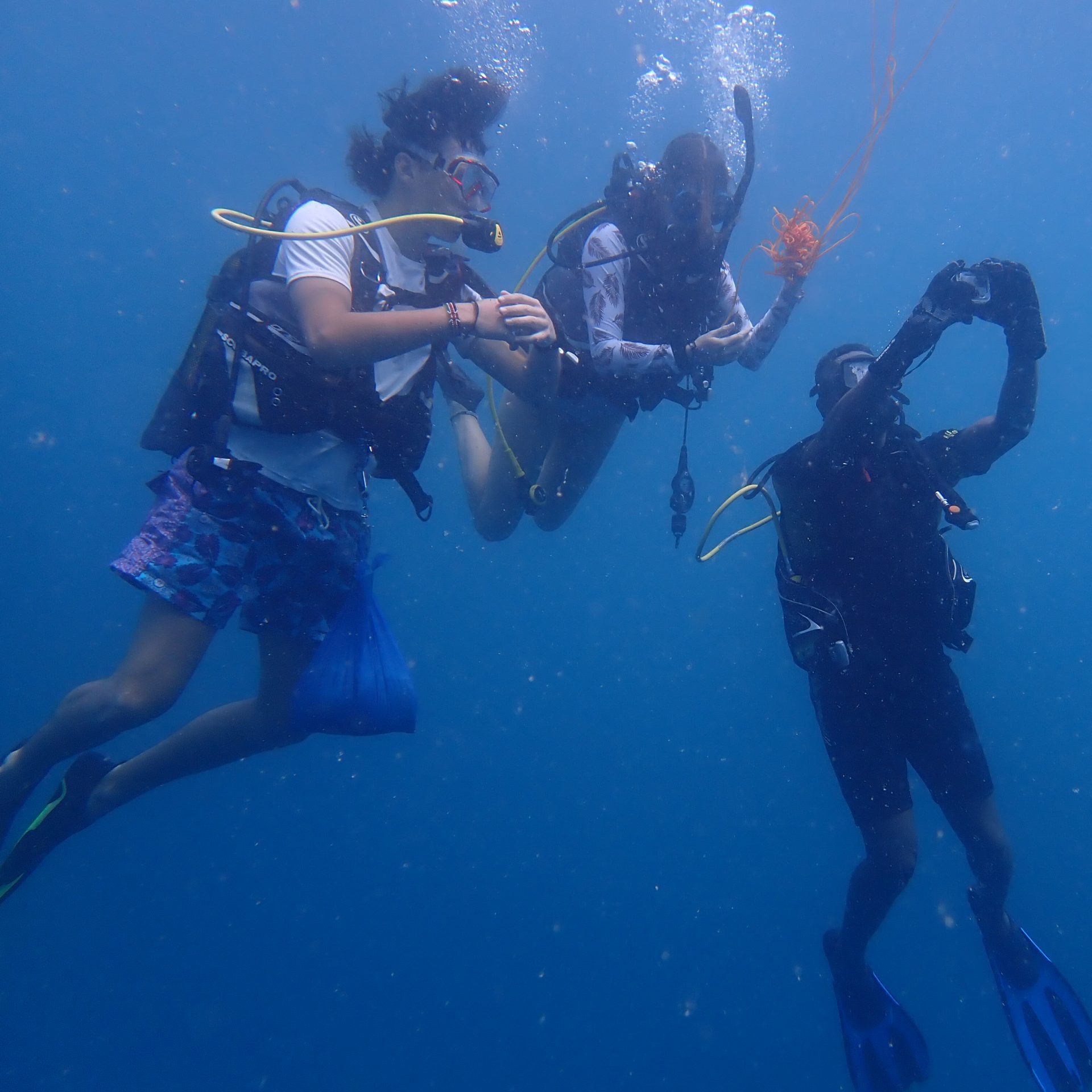 People under water